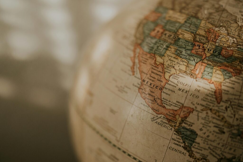 A vintage-style globe showing Mexico and parts of North America. Ideal for geography themes.